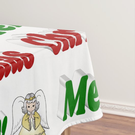 Merry Kerstengel rode typografie Tafelkleed (Voorbeeld)