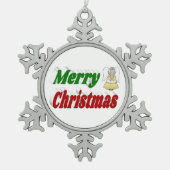 Merry Kerstengel rode typografie Tin Sneeuwvlok Ornament (Voorkant)