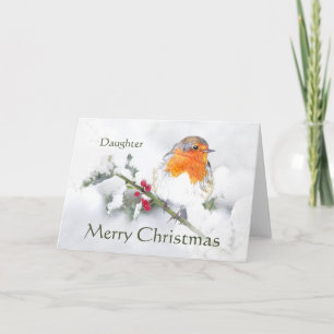 Merry KerstEnglish Robin Daughter Garden Bird Feestdagen Kaart