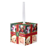 Merry Kerstfamilie Foto Collage Monogram Decoratie (Achter hoekig)