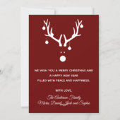 Merry Kerstfamilie foto donkerrood script Feestdagenkaart (Achterkant)