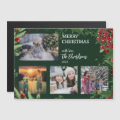 Merry kerstfamiliefoillage magnetische kaart (Voorkant / Achterkant)