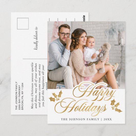 Merry Kerstfeest FOTO Prettige feestdagen Greeting Briefkaart (Voorkant / Achterkant)