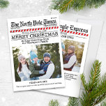 Merry Kerstfeest Fun North Pole Twee Foto News Feestdagenkaart<br><div class="desc">Extra Extra lezen er alles over. De North Pole Times brengt je de nieuwste en beste nieuwsartikelen uit de Noordpool, groeten aan iedereen met deze lofbare en leuke manier om vrolijk kerstfeest en Prettige feestdagen groeten naar jou en jou te sturen. Dit ontwerp staat u toe om zoveel aan uw...</div>