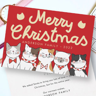Merry Kerstfeest Funny Cute Cats Caroling Feestdagenkaart