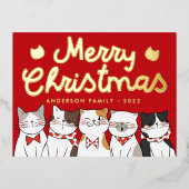 Merry Kerstfeest Funny Cute Cats Caroling Folie Feestdagen Briefkaart (Voorkant)