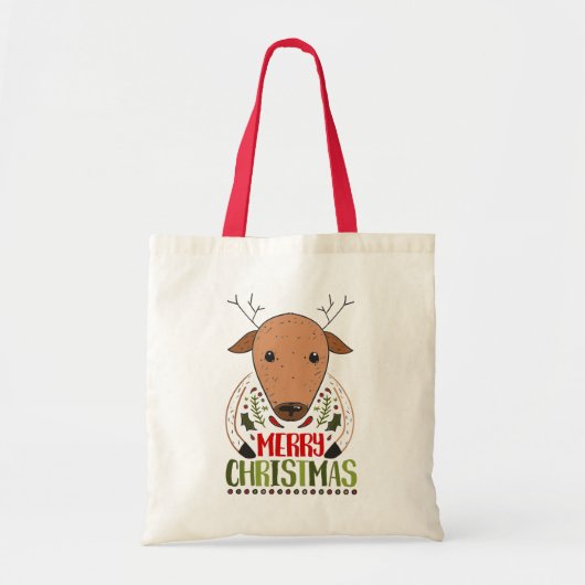 Merry Kerstfeest Funny Deer Xmas - winkelen Tote Bag (Voorkant)