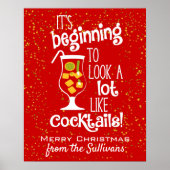 Merry Kerstfeest Funny Holiday Cocktail Poster (Voorkant)