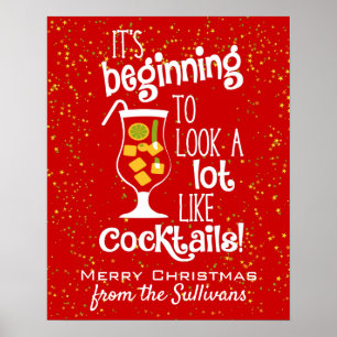 Merry Kerstfeest Funny Holiday Cocktail Poster