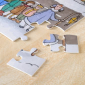 Merry Kerstfeest Funny Whimsical Cute Winter Town Legpuzzel (Zijkant)