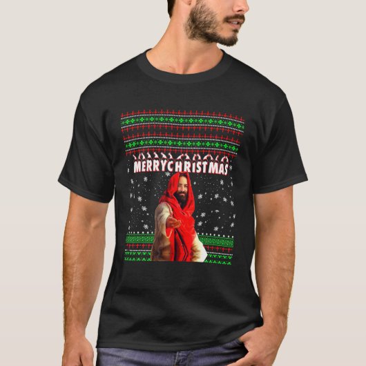 Merry kerstfeest grappige Jezus Nativiteit T-shirt (Voorkant)