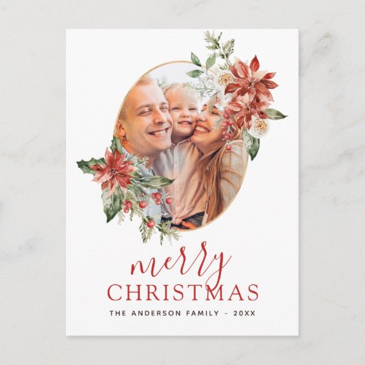Merry kerstfeest Greenery Foto Holiday Feestdagenkaart (Voorkant)