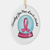 Merry Kerstfeestay Breast Cancer Ribbon Snowg Keramisch Ornament (Rechts)