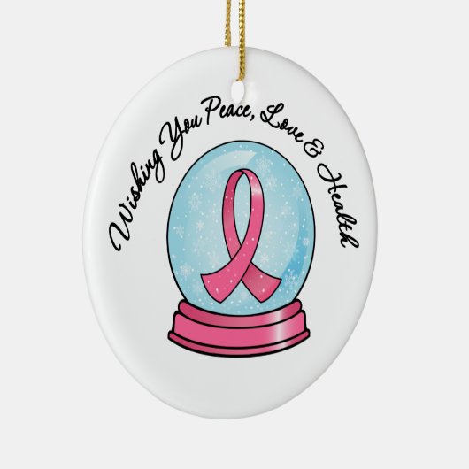 Merry Kerstfeestay Breast Cancer Ribbon Snowg Keramisch Ornament (Rechts)