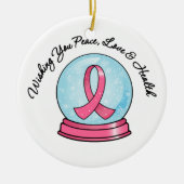 Merry Kerstfeestay Breast Cancer Ribbon Snowg Keramisch Ornament (Voorkant)