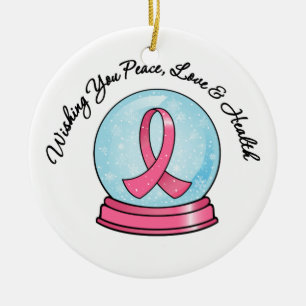 Merry Kerstfeestay Breast Cancer Ribbon Snowg Keramisch Ornament