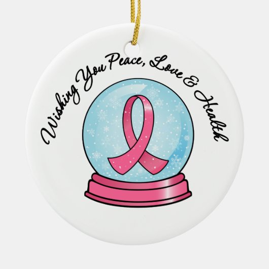 Merry Kerstfeestay Breast Cancer Ribbon Snowg Keramisch Ornament (Voorkant)
