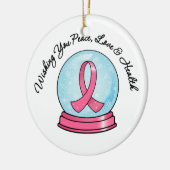 Merry Kerstfeestay Breast Cancer Ribbon Snowg Keramisch Ornament (Links)