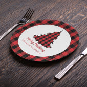 Merry Kerstfeestay Buffalo Check Pattern Papieren Bordje