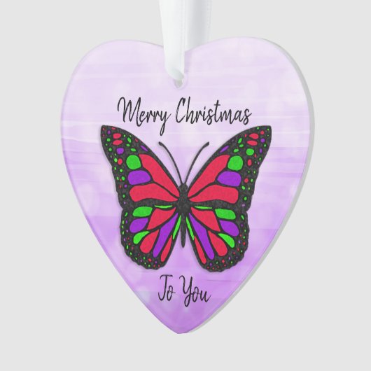 Merry Kerstfeestay Butterfly Holiday Ornament (voorkant)