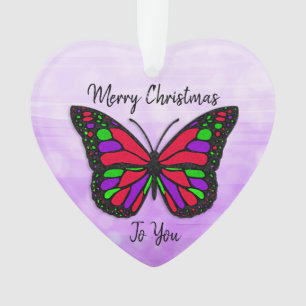 Merry Kerstfeestay Butterfly Holiday Ornament