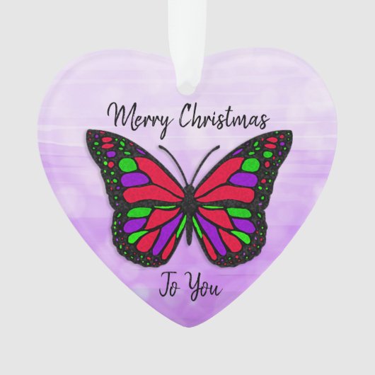 Merry Kerstfeestay Butterfly Holiday Ornament (voorkant)