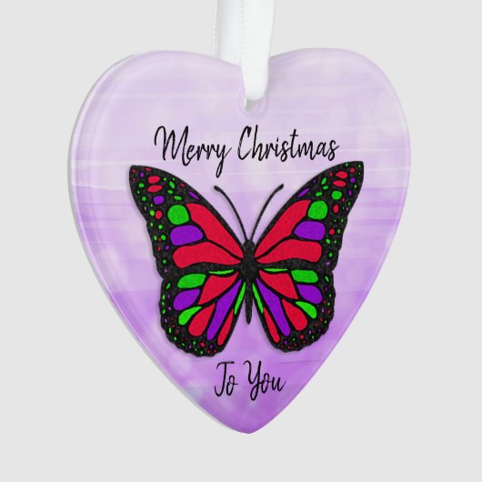 Merry Kerstfeestay Butterfly Holiday Ornament (voorkant)