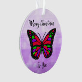 Merry Kerstfeestay Butterfly Holiday Ornament (voorkant)