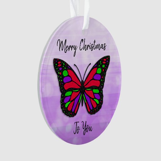 Merry Kerstfeestay Butterfly Holiday Ornament (voorkant)