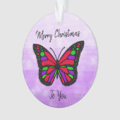 Merry Kerstfeestay Butterfly Holiday Ornament (voorkant)