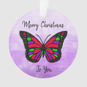Merry Kerstfeestay Butterfly Holiday Ornament