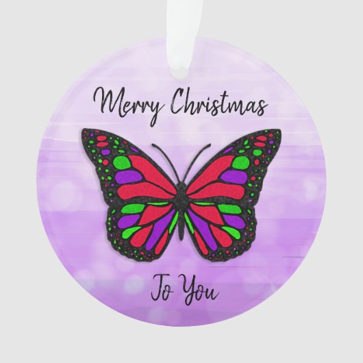 Merry Kerstfeestay Butterfly Holiday Ornament (voorkant)