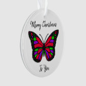 Merry Kerstfeestay Butterfly Holiday Ornament (voorkant)
