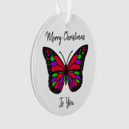 Merry Kerstfeestay Butterfly Holiday Ornament (voorkant)