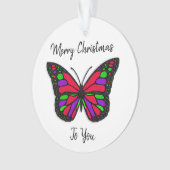 Merry Kerstfeestay Butterfly Holiday Ornament (voorkant)