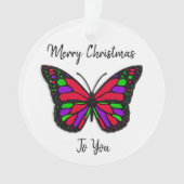 Merry Kerstfeestay Butterfly Holiday Ornament (voorkant)