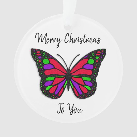 Merry Kerstfeestay Butterfly Holiday Ornament (voorkant)