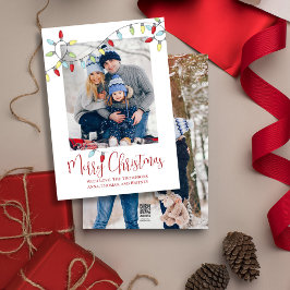 Merry Kerstfeestay Cute String Lights 2 Foto Feestdagenkaart