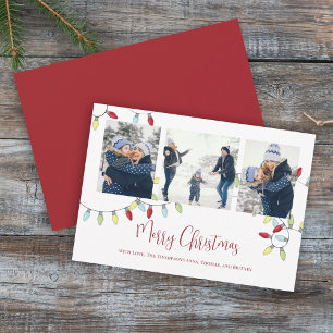 Merry Kerstfeestay Cute String Lights 3 Foto Feestdagenkaart