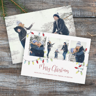 Merry Kerstfeestay Cute String Lights 4 Foto Feestdagenkaart