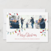 Merry Kerstfeestay Cute String Lights 4 Foto Feestdagenkaart (Voorkant)