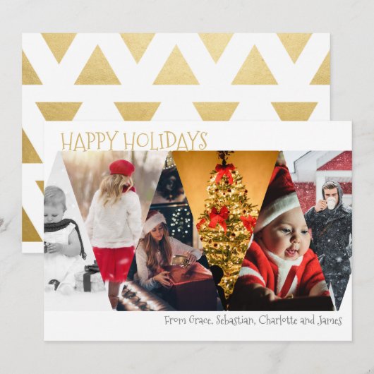 Merry Kerstfeestay Foto Collage Feestdagenkaart (Voorkant / Achterkant)