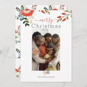 Merry Kerstfeestay Foto Floral Feestdagenkaart (Voorkant / Achterkant)