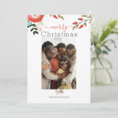 Merry Kerstfeestay Foto Floral Feestdagenkaart (Staand voorkant)