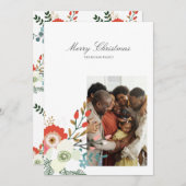 Merry Kerstfeestay Foto Floral Feestdagenkaart (Voorkant / Achterkant)