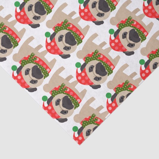 Merry Kerstfeestay Pug Dog Tissuepapier (Detail)