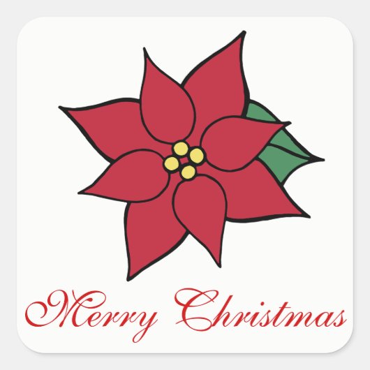 Merry Kerstfeestay Red Poinsettia Stickers (Voorkant)