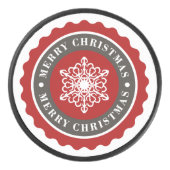 Merry Kerstfeestay Snowflake Hockey Puck (Voorkant)