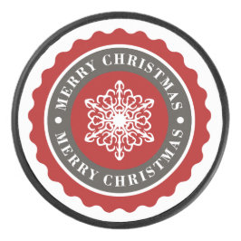 Merry Kerstfeestay Snowflake Hockey Puck