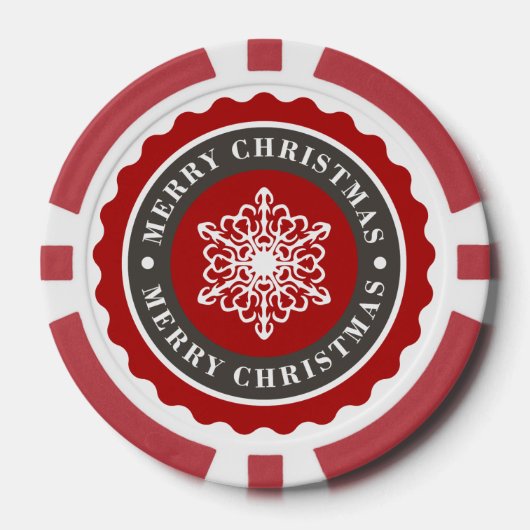 Merry Kerstfeestay Snowflake Poker Chips (Voorkant)